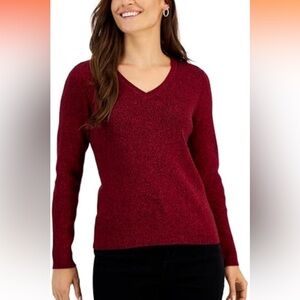 Karen Scott  Ribbed V-Neck sweater